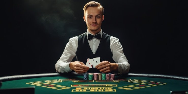 Blackjack strategy guide showing hand values and recommended plays